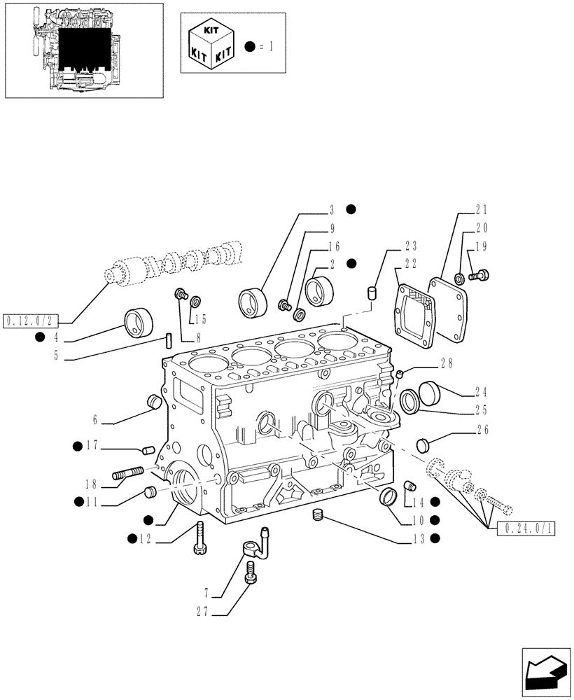 Схема запчастей Case IH JX95 - (0.04.0/03) - CRANKCASE (01) - ENGINE