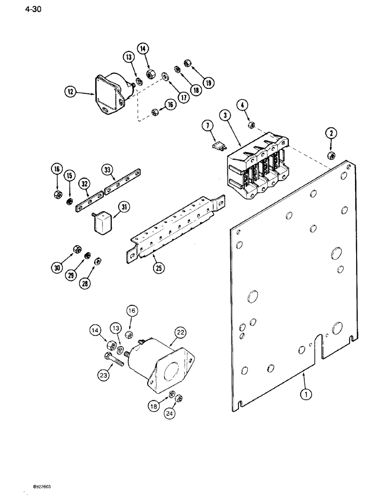 Схема запчастей Case IH 7120 - (4-30) - FUSES, SOLENOIDS AND CIRCUIT BREAKERS (04) - ELECTRICAL SYSTEMS