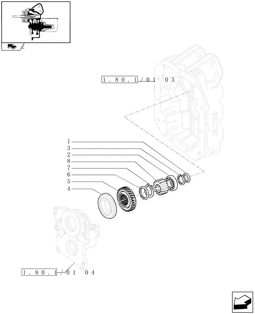 Схема запчастей Case IH PUMA 165 - (1.80.1/01[02]) - (VAR.145) ISO - POWER TAKE-OFF 540E/1000 RPM - GEARS (07) - HYDRAULIC SYSTEM