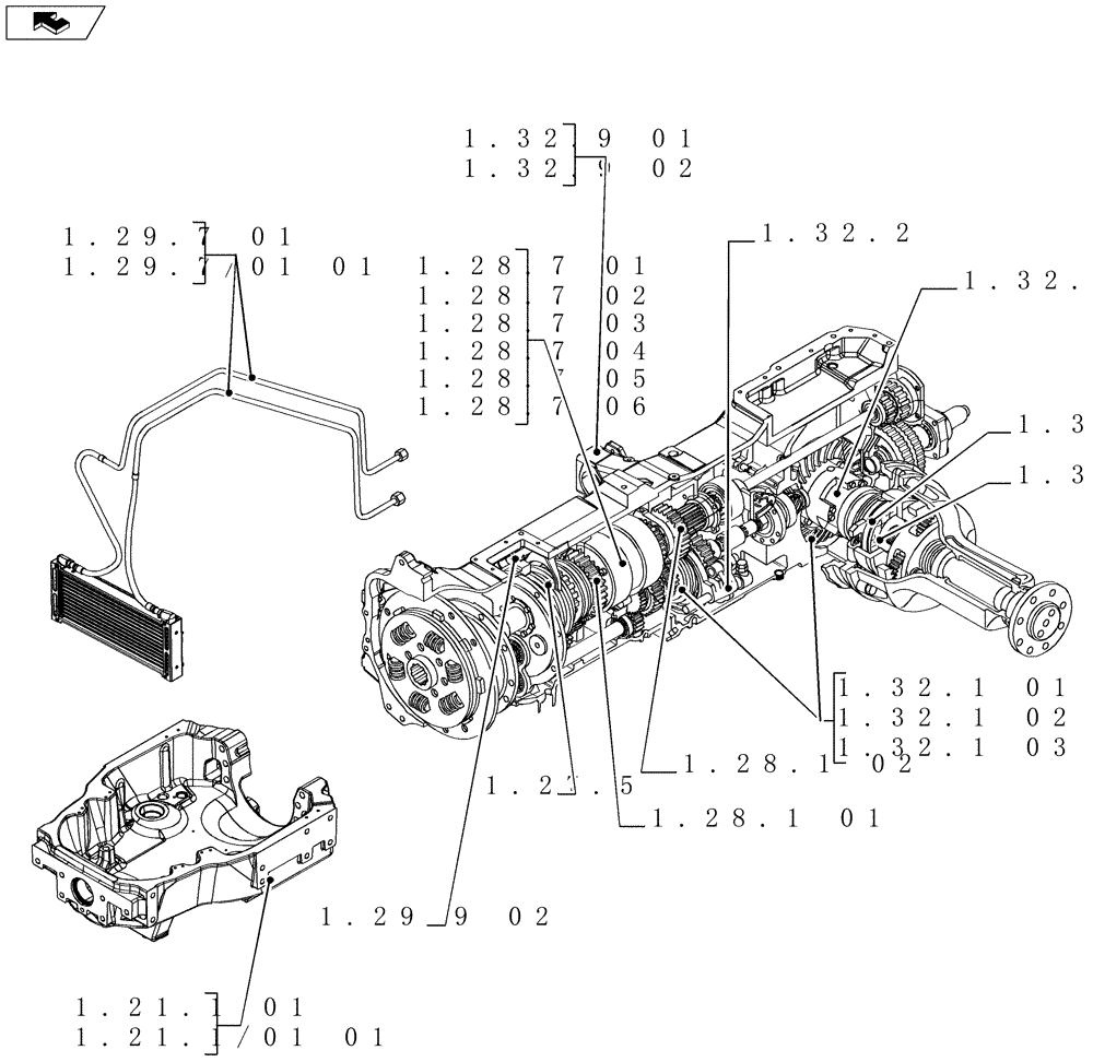 Схема запчастей Case IH MAXXUM 130 - (SEC. 03[01]) - TRANSMISSION (00) - GENERAL