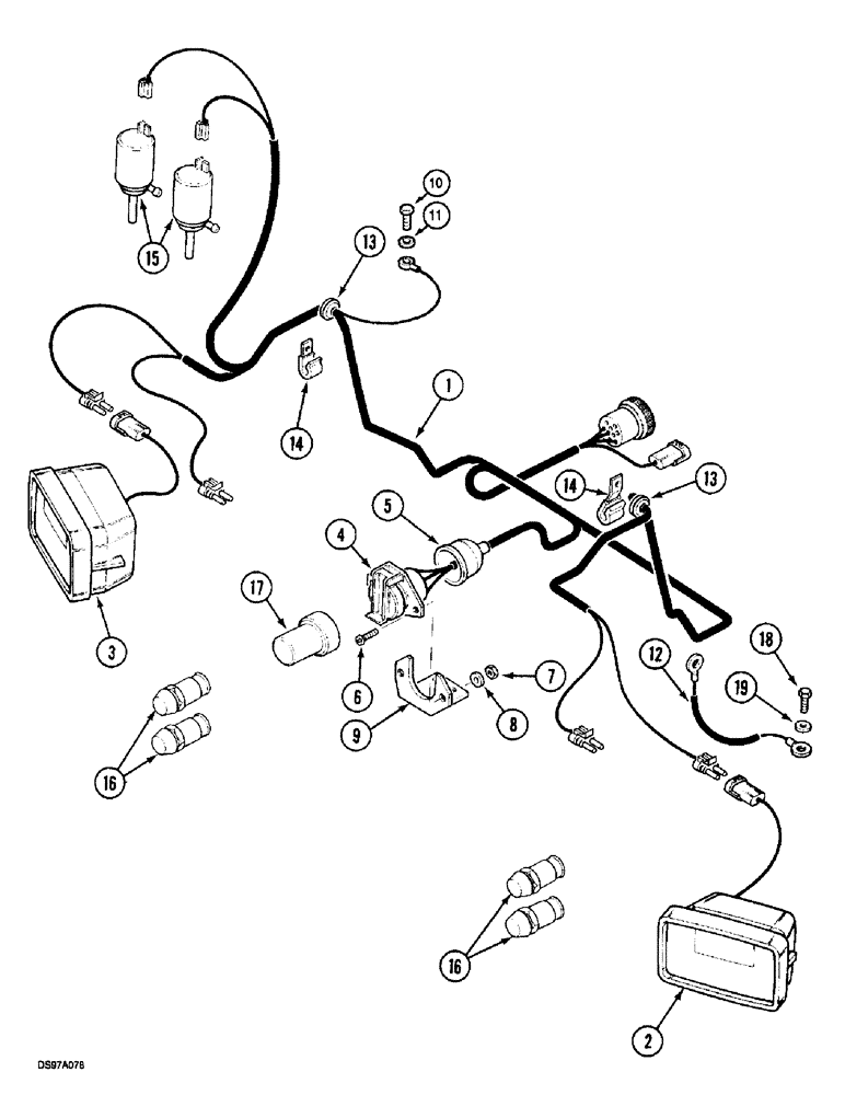 Схема запчастей Case IH 5150 - (4-38) - HARNESS - REAR FENDER, WITH CAB (04) - ELECTRICAL SYSTEMS