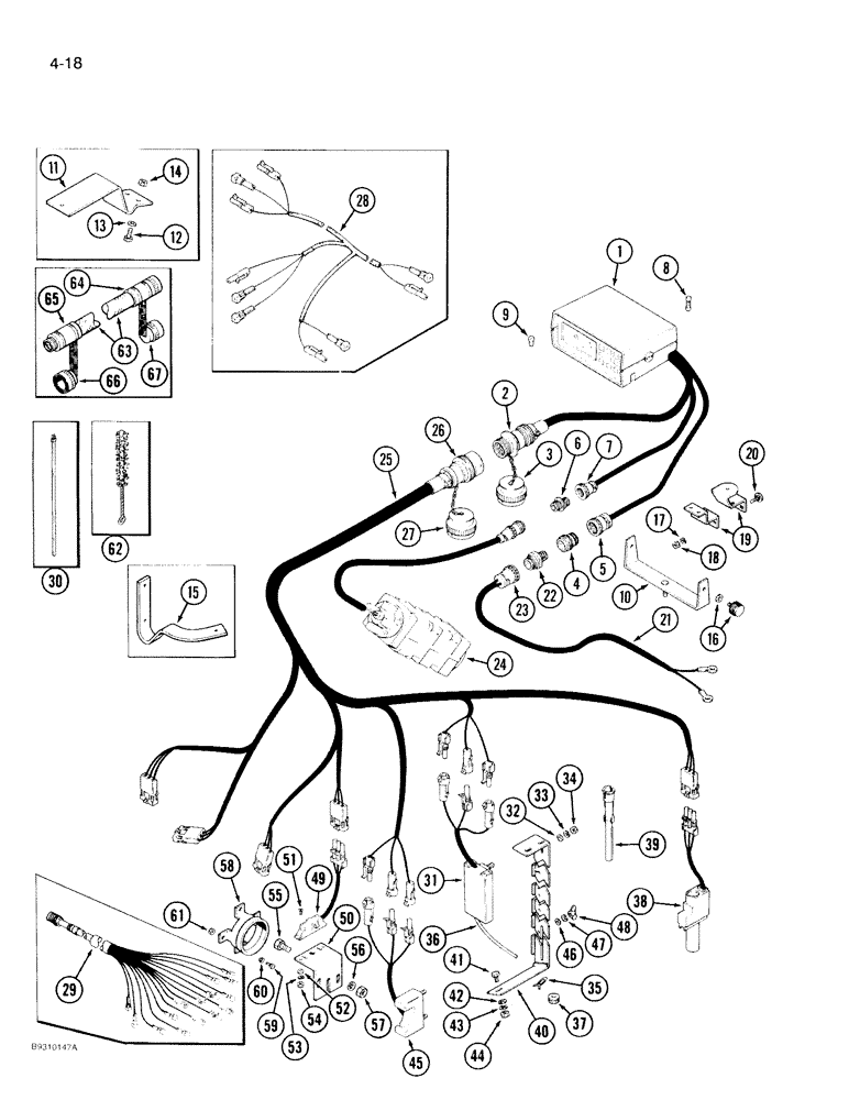 Схема запчастей Case IH 950 - (4-18) - EARLY RISER MONITOR SYSTEM, ALL RIGID, VERTICAL AND FRONT FOLD PLANTERS (04) - ELECTRICAL SYSTEMS