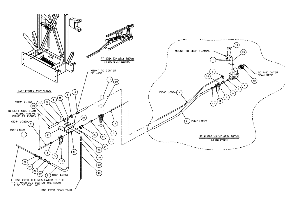Схема запчастей Case IH FLX4510 - (10-014) - FOAM DELIVERY GROUP, 70’ BOOM Options