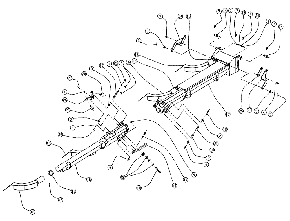 Схема запчастей Case IH FLEX-AIR - (04-005) - BOOM GROUP, 2.5" TUBES, OUTER Boom Group