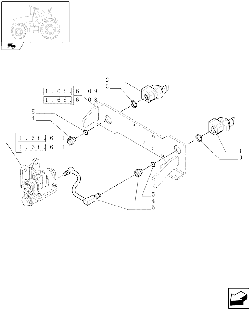 Схема запчастей Case IH PUMA 210 - (1.68.6[14]) - (VAR.171-385) PNEUMATIC TRAILER BRAKE (ITALY) - BRACKET AND COUPLING (05) - REAR AXLE