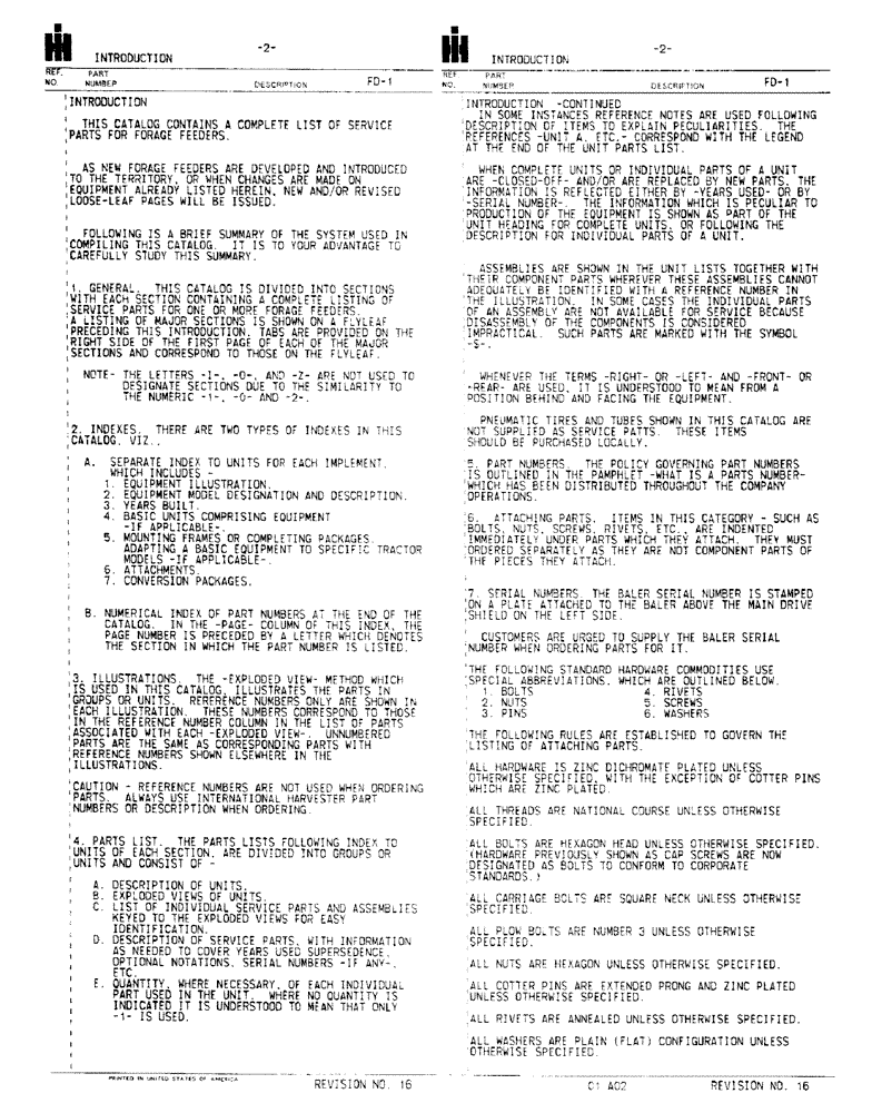 Схема запчастей Case IH 200 - (02) - INTRODUCTION 