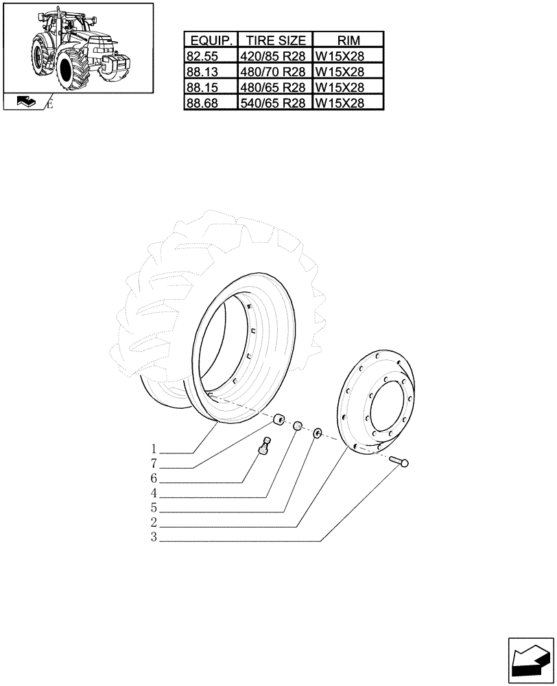 Схема запчастей Case IH PUMA 155 - (82.00[05]) - FRONT WHEELS (11) - WHEELS/TRACKS