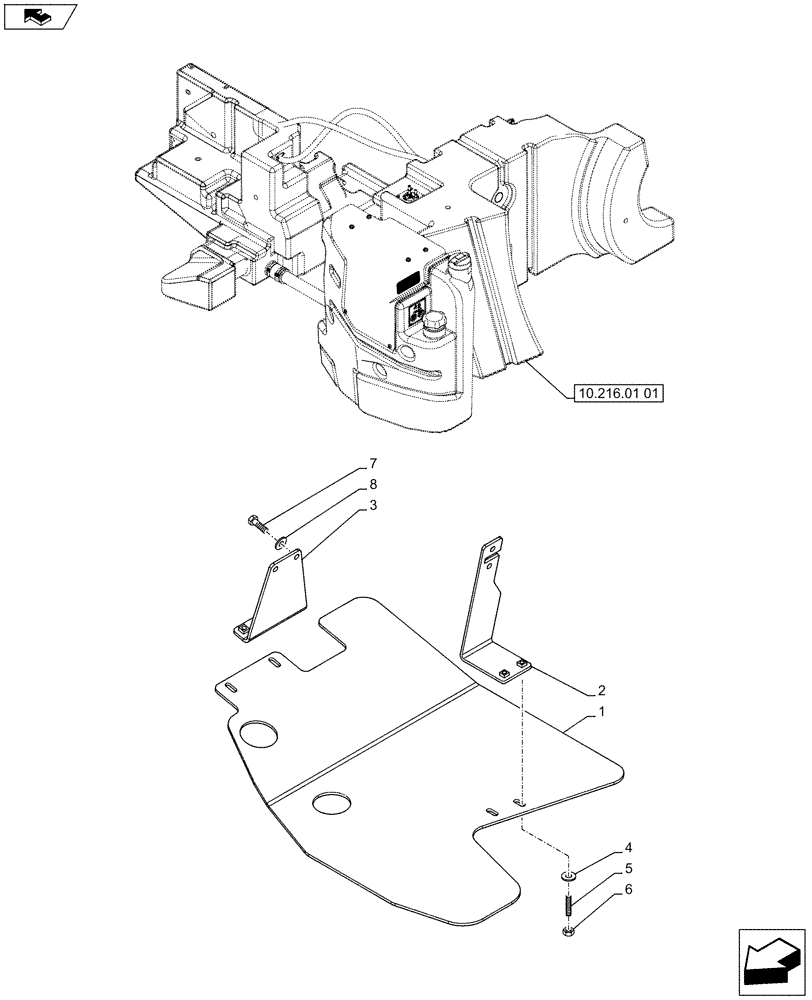 Схема запчастей Case IH PUMA 230 - (10.216.02[02]) - LOWER GUARD (10) - ENGINE