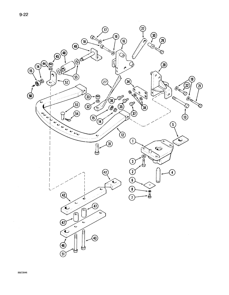 Схема запчастей Case IH 7150 - (9-022) - DRAWBAR, WITHOUT HITCH, PRIOR TO P.I.N. JJA0023395 (09) - CHASSIS/ATTACHMENTS