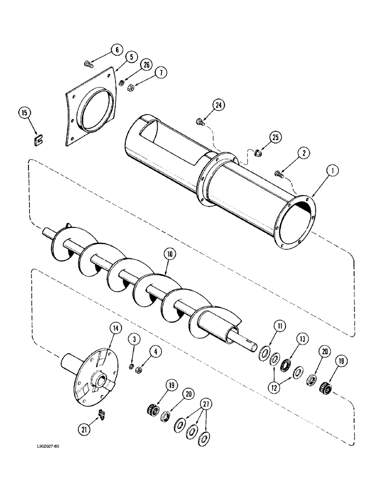 Схема запчастей Case IH 1670 - (9D-16) - TAILINGS AUGER TROUGH (16) - GRAIN ELEVATORS & AUGERS