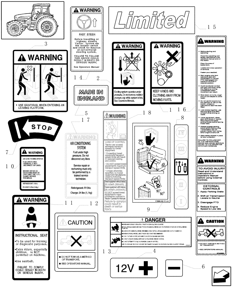 Схема запчастей Case IH MXU100 - (1.98.0/03[02]) - (VAR.007) NORTH AMERICA VERSION - DECALS (13) - DECALS