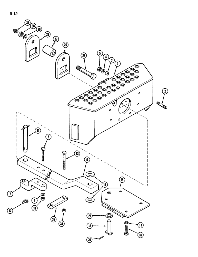 Схема запчастей Case IH 3594 - (9-012) - ROLLER DRAWBAR, WITHOUT HITCH (09) - CHASSIS/ATTACHMENTS