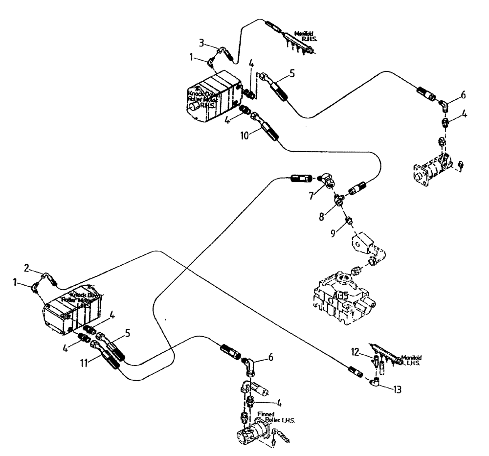Схема запчастей Case IH 7700 - (B05[55A]) - HYDRAULIC CIRCUIT {POWER KNOCKDOWN ROLLER, LEG BASECUTTER} Hydraulic Components & Circuits