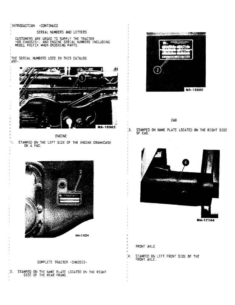 Схема запчастей Case IH 3388 - (00-07) - INTRODUCTION - SERIAL NUMBER LOCATIONS (00) - GENERAL