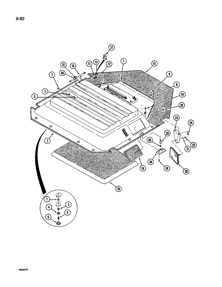 Схема запчастей Case IH 9250 - (9-082) - CAB OVERHEAD CONSOLE (09) - CHASSIS/ATTACHMENTS