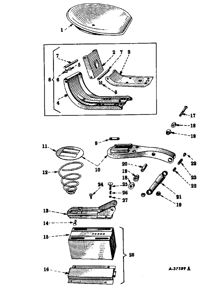 Схема запчастей Case IH 200 - (210) - CHASSIS, SEAT, SEAT SUSPENSION AND TOOL BOX, FARMALL 200 AND 230 TRACTORS (12) - CHASSIS