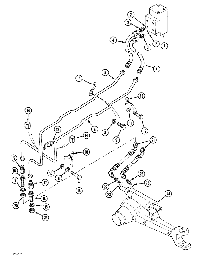 Схема запчастей Case IH 3230 - (5-010) - POWER STEERING TUBES, FRONT, MFD TRACTOR (05) - STEERING