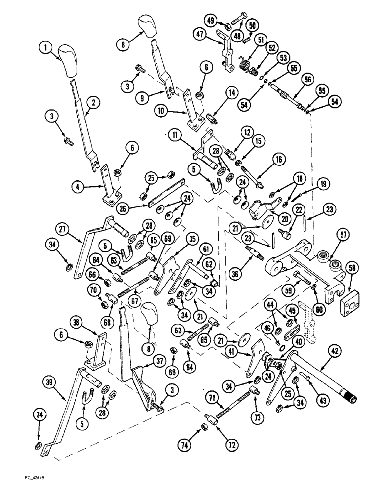 Схема запчастей Case IH 3230 - (8-058) - DRAFT CONTROL, EXTERNAL LEVERS AND LINKAGE WITH CAB (08) - HYDRAULICS