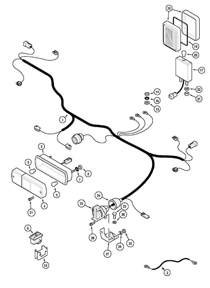 Схема запчастей Case IH MX120 - (04-09) - HARNESS REAR FENDER - N.A. ONLY (04) - ELECTRICAL SYSTEMS