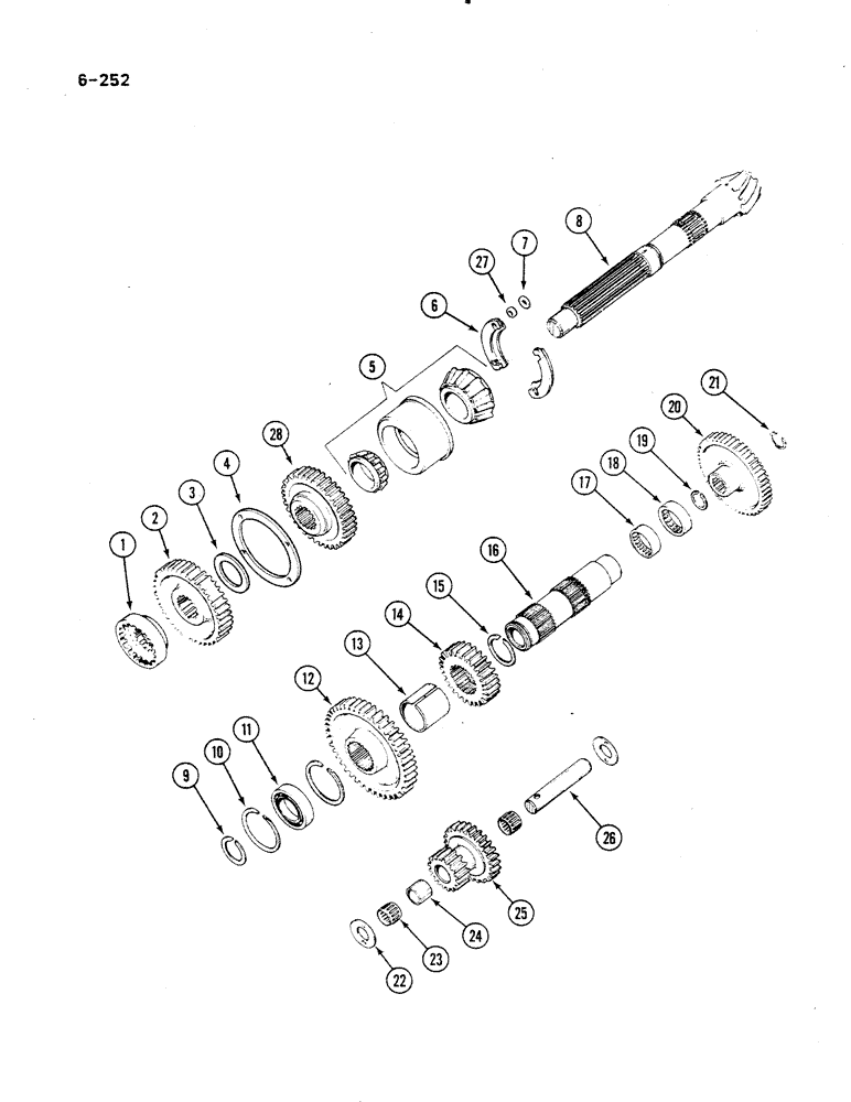 Схема запчастей Case IH 485 - (6-252) - RANGE TRANSMISSION, IN REAR FRAME, MFD TRACTOR, P.I.N. 18001 AND AFTER (06) - POWER TRAIN