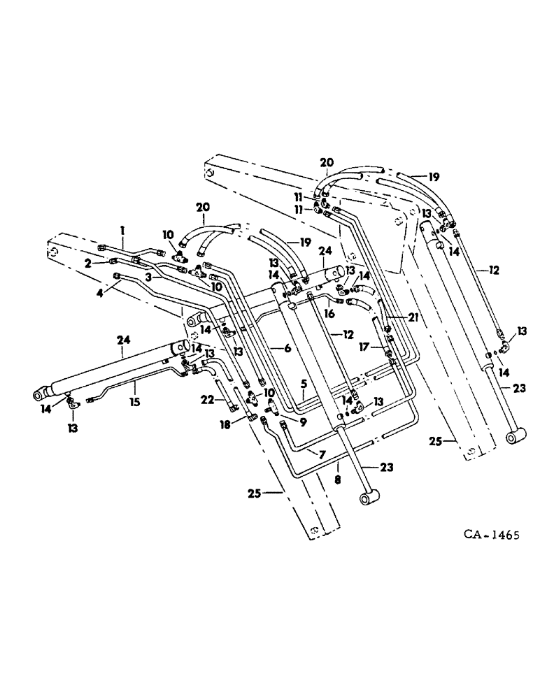 Схема запчастей Case IH 574 - (10-29) - HYDRAULICS, LOADER CYLINDER, TUBES AND CONNECTIONS, TRACTORS BUILT PRIOR TO 1972 (07) - HYDRAULICS