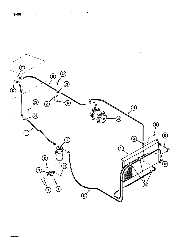 Схема запчастей Case IH 9170 - (9-098) - AIR CONDITIONING, CONDENSER, RECIEVER-DRIER AND PLUMBING, 855 ENGINE (09) - CHASSIS/ATTACHMENTS