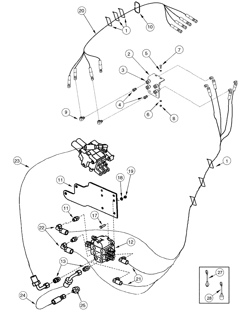 Схема запчастей Case IH L555 - (08-06) - HYDRAULICS EXTERNAL VALVE 2 Function C70 - C100 Without Self Leveling (08) - HYDRAULICS