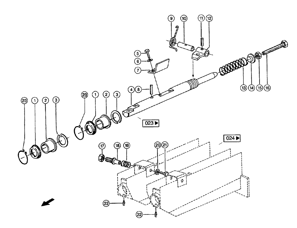 Схема запчастей Case IH 684 - (0022) - BEARING ARM (58) - ATTACHMENTS/HEADERS
