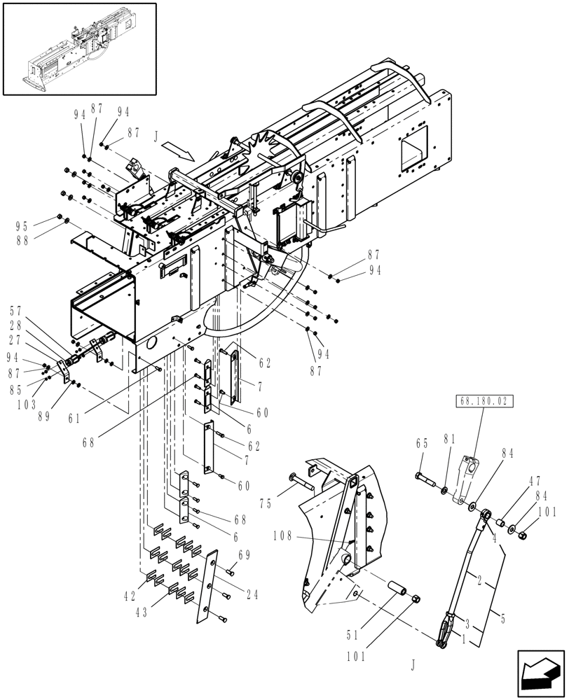 Схема запчастей Case IH SB551 - (62.150.03) - STATIONARY KNIFE, NEEDLE YOKE ROD & HAY WEDGES (62) - PRESSING - BALE FORMATION