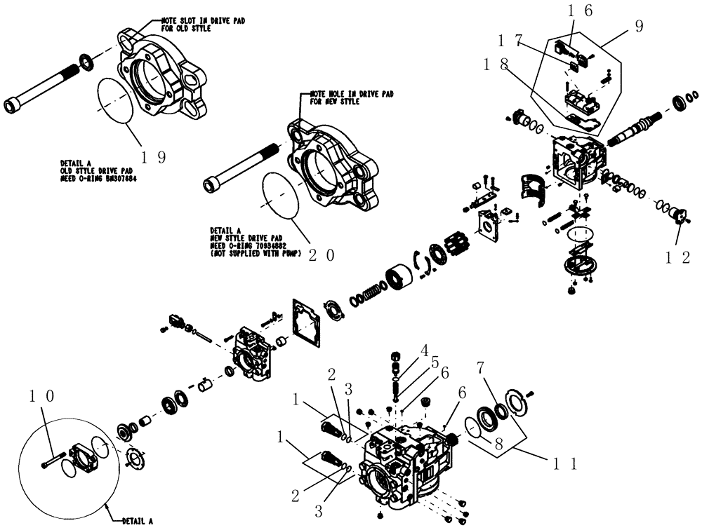 Схема запчастей Case IH 810 - (07-009) - PUMP, 75CC, 90 SERIES, AUX-C Hydraulic Components