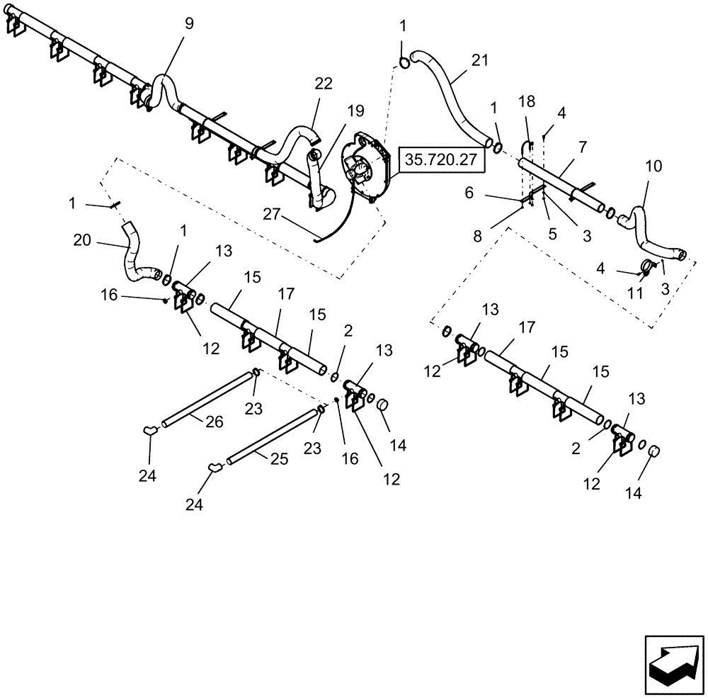 Схема запчастей Case IH 1220 - (39.110.09) - VACUUM AIR SYSTEM - 16 ROW MOUNTED STACKER (39) - FRAMES AND BALLASTING