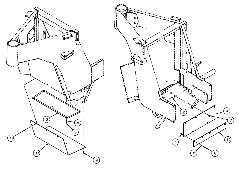 Схема запчастей Case IH FLX3300B - (04-013) - LOWER BAFFLE COMPONENTS Frame & Suspension