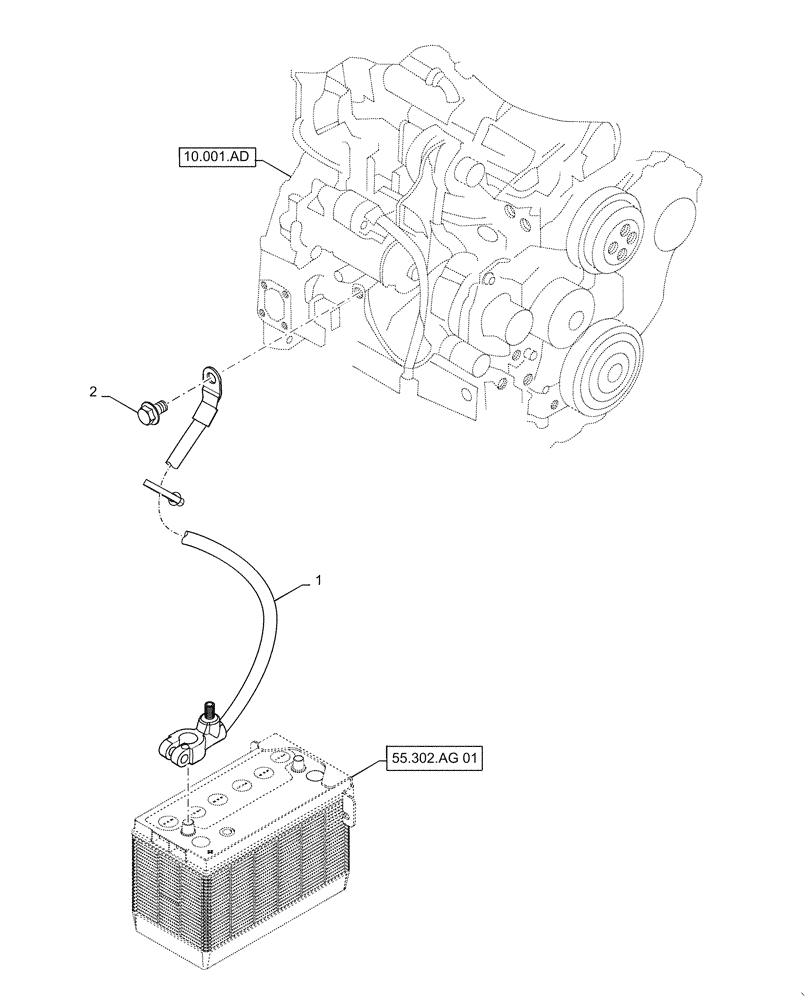 Схема запчастей Case IH TV380 - (55.302.AI[02]) - NO BATTERY DISCONNECT LG (SR220-SV300,TR320, TV380) (55) - ELECTRICAL SYSTEMS