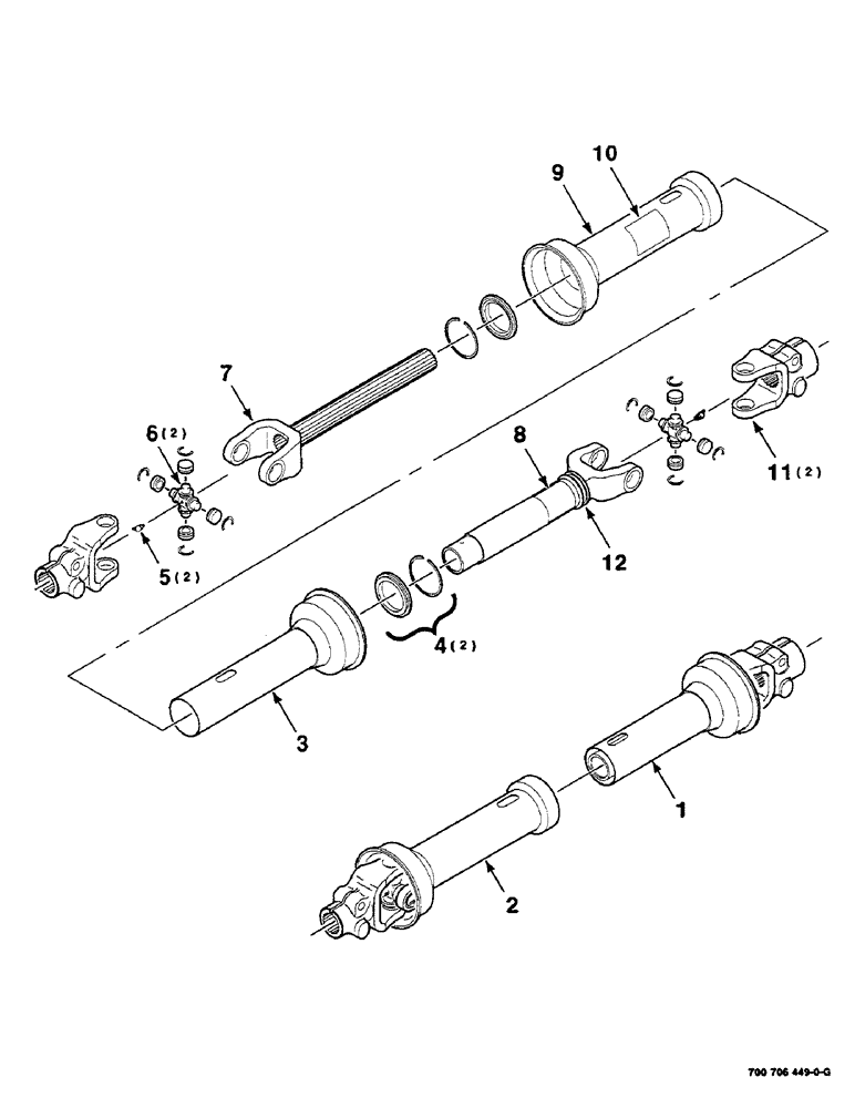 Схема запчастей Case IH 8590 - (02-10) - DRIVELINE ASSEMBLY, IMPLEMENT, 1000 RPM-TYPE 3 Driveline