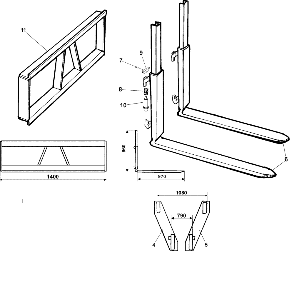 Схема запчастей Case IH L720 - (82.300.AQ[32]) - VAR - 717447006 - FORK LIFT ATTACHMENT, 1600KG (82) - FRONT LOADER & BUCKET