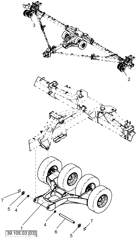 Схема запчастей Case IH 1260 - (39.105.03[01]) - FRAME - CARRIER, WITH STANDARD 8B HUB-TIRE 20" (39) - FRAMES AND BALLASTING