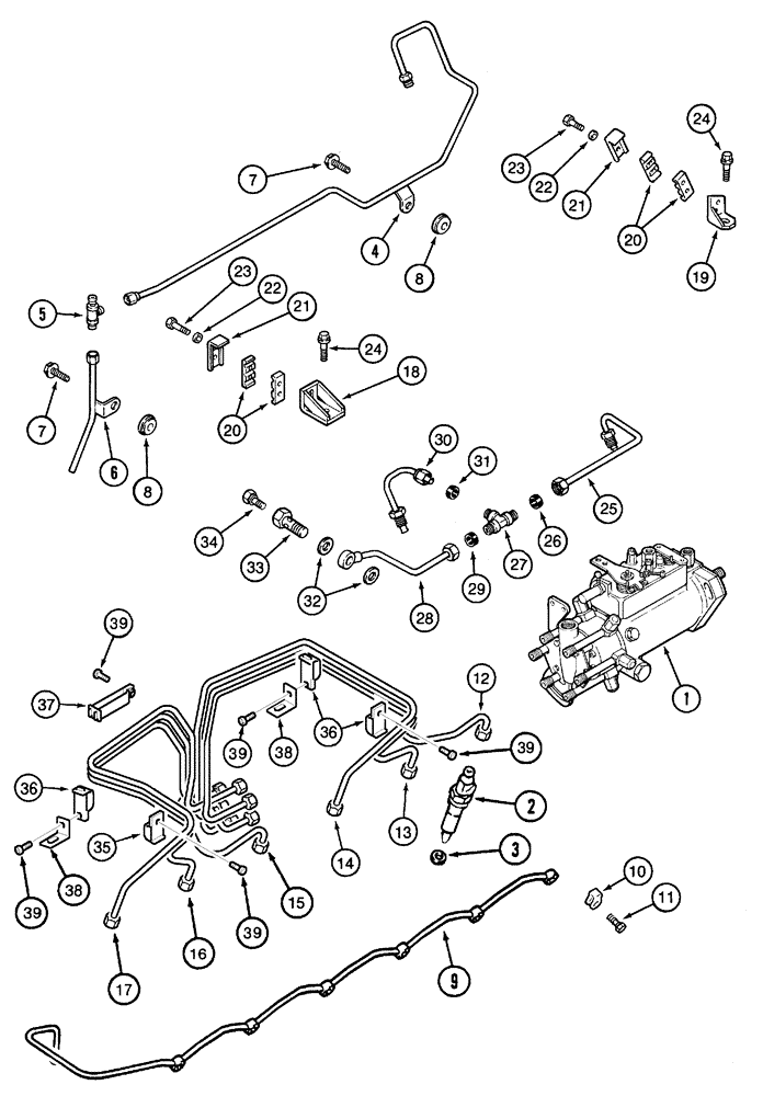 Схема запчастей Case IH 5230 - (3-010) - FUEL INJECTION SYSTEM, 6-590 ENGINE, NATURAL ASPIRATED, 5130/5230 TRACTOR (03) - FUEL SYSTEM
