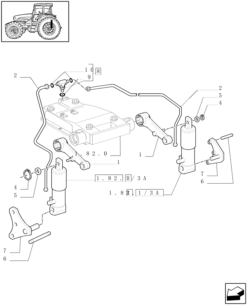 Схема запчастей Case IH JX90U - (1.82.1/02) - (VAR.784) VERSION WITH TWO ADDITIONAL JACKS (07) - HYDRAULIC SYSTEM