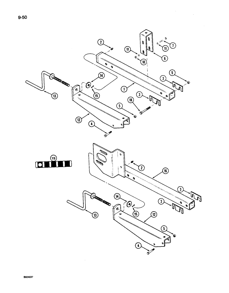 Схема запчастей Case IH 1010 - (9-050) - REEL FORE AND AFT ADJUSTMENT, MECHANICAL (58) - ATTACHMENTS/HEADERS