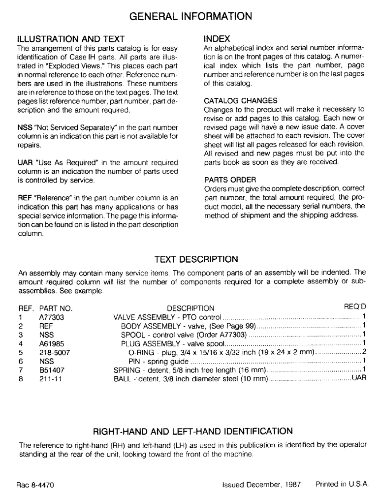 Схема запчастей Case IH 265 - (01-2) - GENERAL INFORMATION 