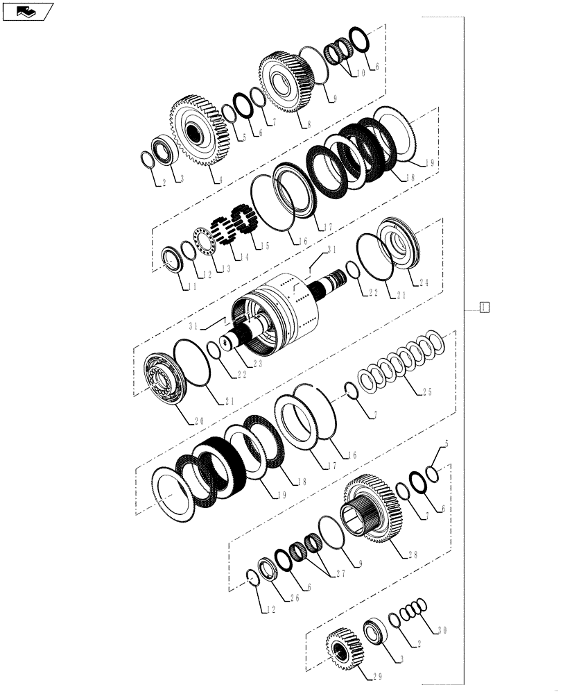 Схема запчастей Case IH STEIGER 500 - (21.155.08) - POWER SHIFT TRANSMISSION - 4TH SHAFT, PS6, 9C (21) - TRANSMISSION