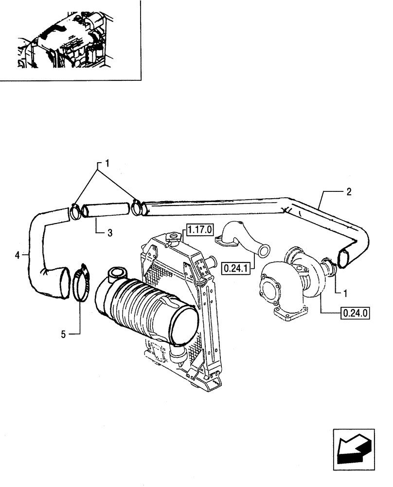 Схема запчастей Case IH JX95 - (1.19.1[04]) - DRY AIR FILTER - SLEEVES, SUPPORTS AND COLLARS (02) - ENGINE EQUIPMENT