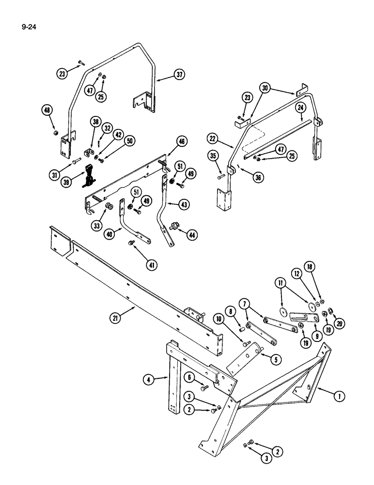 Схема запчастей Case IH 3594 - (9-024) - HOOD SUPPORTS, HINGE AND LATCH (09) - CHASSIS/ATTACHMENTS