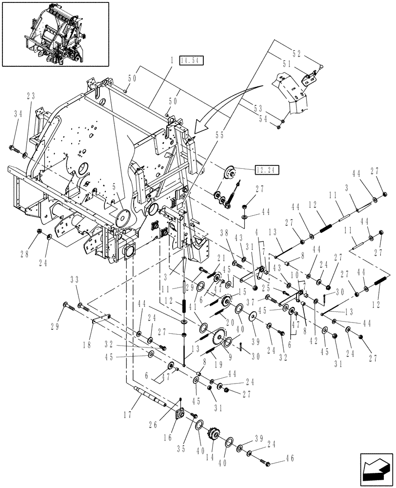 Схема запчастей Case IH RBX553 - (12.08) - MAIN FRAME & DRIVE, LH (12) - MAIN FRAME