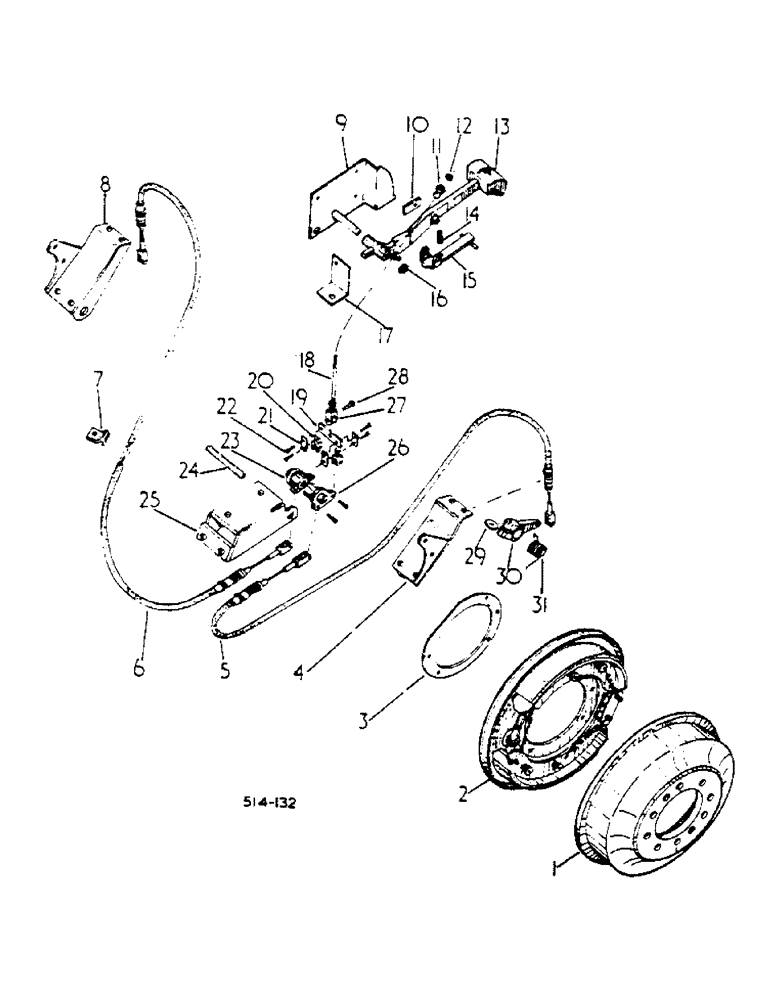 Схема запчастей Case IH 454 - (04-09) - HAND OPERATED DRUM BRAKE (5.1) - BRAKES