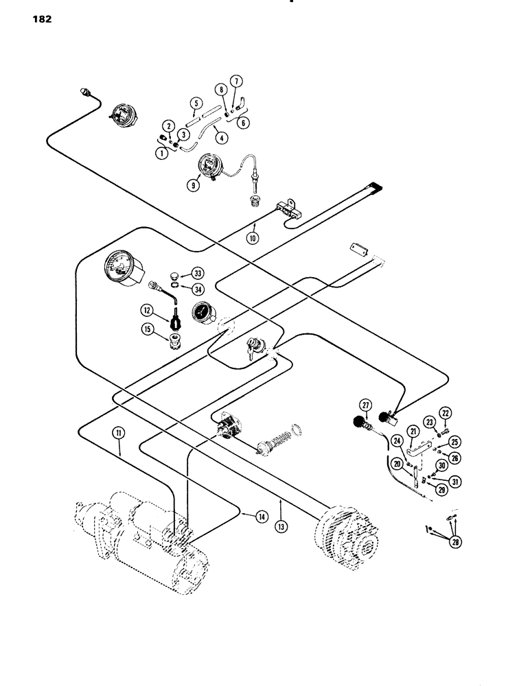 Схема запчастей Case IH 451BD - (182) - INSTRUMENTATION HARDWARE, STANDARD GAUGES, HOOD, RIGHT AND LEFT SIDE OR OPEN, B, C (04) - ELECTRICAL SYSTEMS