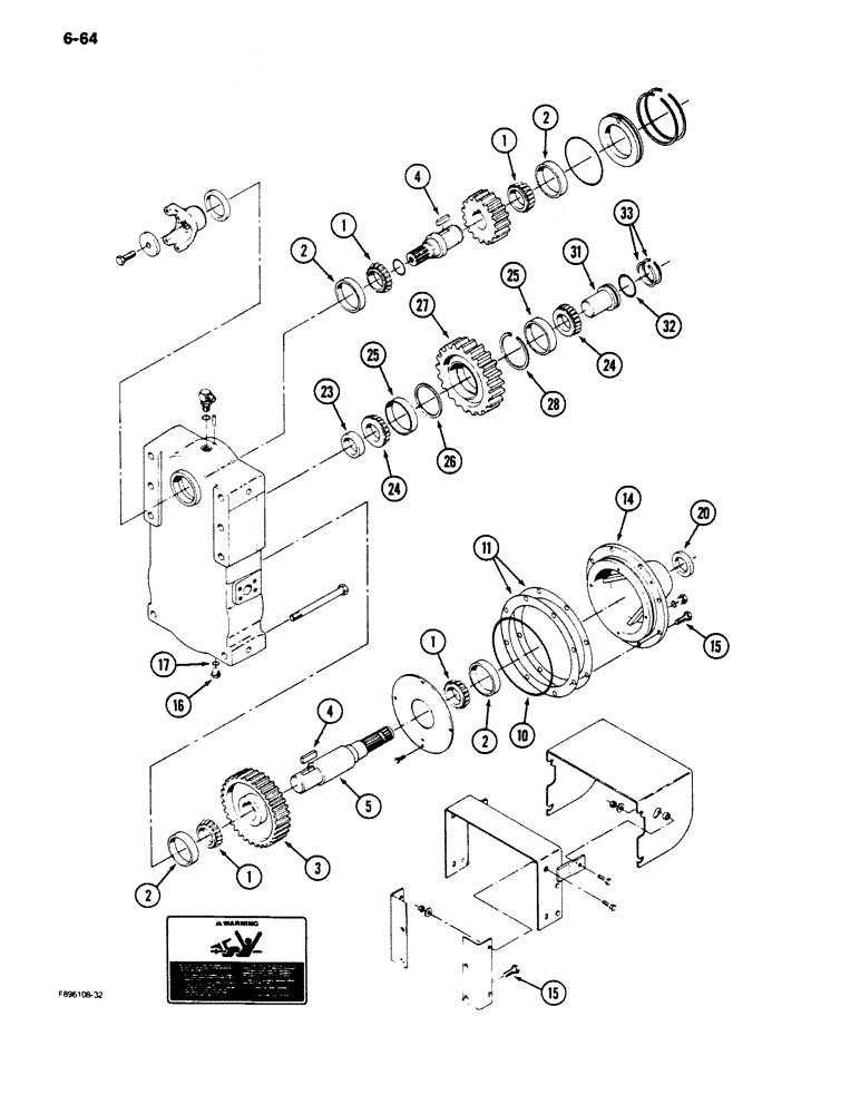 Схема запчастей Case IH 9180 - (6-64) - PTO TRANSFER CASE ASSEMBLY (06) - POWER TRAIN