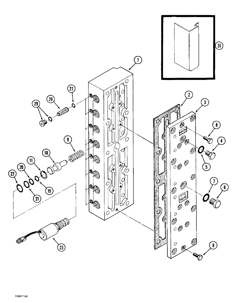 Схема запчастей Case IH 9330 - (6-032) - TRANSMISSION ASSEMBLY, RANGE SELECTOR VALVE ASSEMBLY (06) - POWER TRAIN