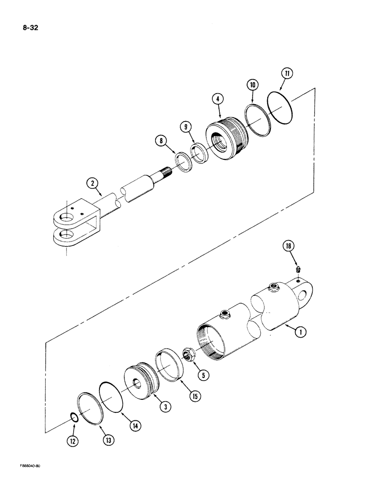 Схема запчастей Case IH 9270 - (8-32) - HITCH CYLINDER ASSEMBLY (08) - HYDRAULICS