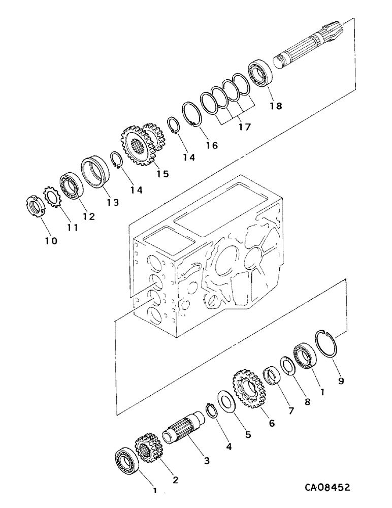 Схема запчастей Case IH 234 - (07-60) - DRIVE TRAIN, HYDROSTATIC TRANSMISSION, 234, RANGE GEARS (04) - Drive Train